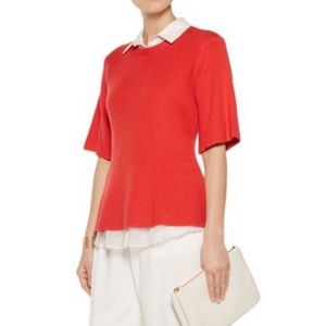 Derek Lam 10 Crosby peplum coral sweater shirt